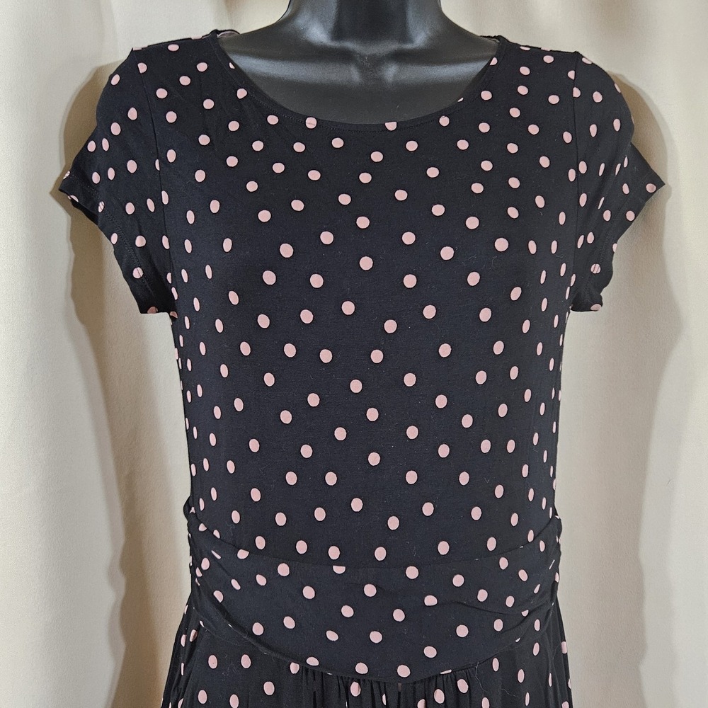 Boden Amelie Jersey Dress Polka Dot Pink US 4R Modest Career Office Work